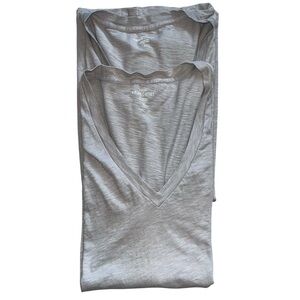 2 J. Crew Women's XL T-Shirts Gray Vintage Cotton Short Sleeve V-Neck Pullover
